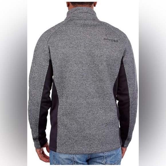 Spyder Grey Black Half Zip Long Sleeve Fleece Lined Pullover Mens Size Medium - Picture 4 of 11